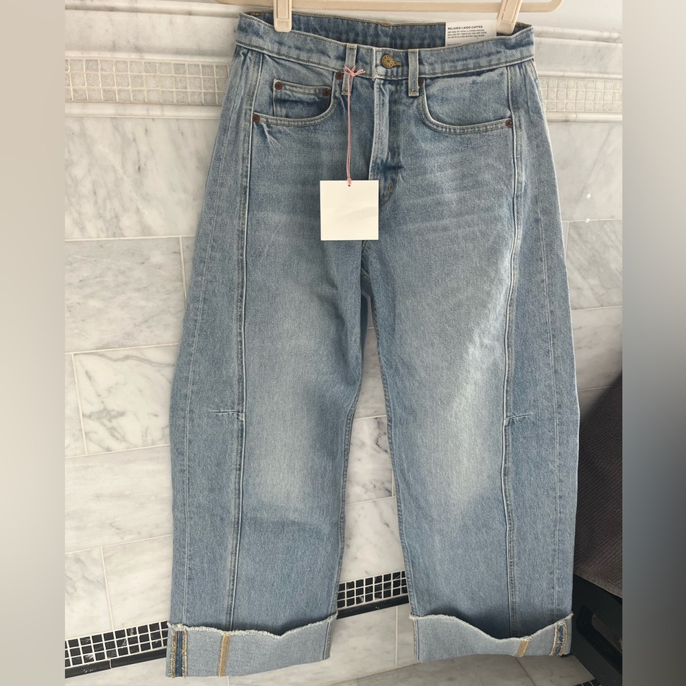 B SIDES Relaxed Lasso Cuffed - NEW WITH TAGS (NWT) - light wash barrel leg